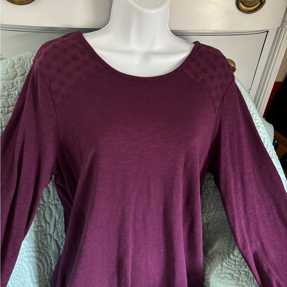 Gloria Vanderbilt Cranberry Long Sleeve Tee